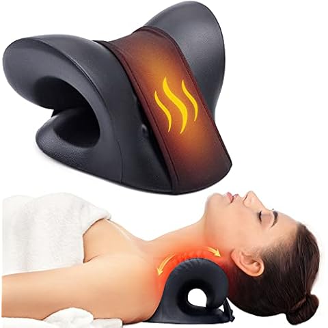 Cozyhealth Neck Stretcher for Neck Pain Relief, Heated Cervical Traction Device Pillow with Graphene Heating Pad, Neck and Shoulder Relaxer for TMJ Pain Relief and Cervical Spine Alignment (Black) Cover