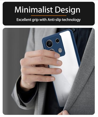 Image of WOW IMAGINE Shockproof Hybrid Back Cover for Xiaomi Mi Redmi Note 13 5G | Hard Slim fit Back Case | PC & TPU | Clear Transparent Case - Blue