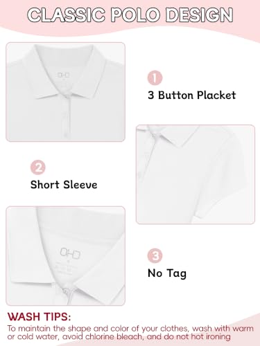 Image of OHD 4 Pack Girls Polo Shirt Girls Uniform Polo for School Cotton Shirts School Uniform Tops Size 3T-14