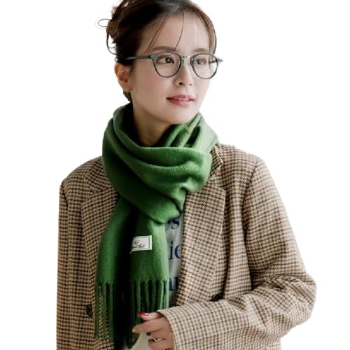 [MUSCLE WAY] マフラー レディースストール マフラー レディース 大判ストール クリスマスプレゼント ギフト 冷え対策 大判 無地 男女兼用 春 秋 冬 用 無地防寒 パーティー 冷房対策 (フリーサイズ, グリーン)