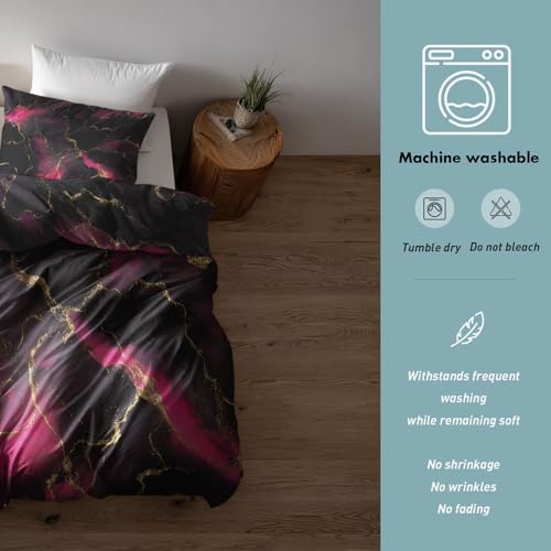 Housse de couette marbre 240 x 260 chic avec finitions zippées durables - 7