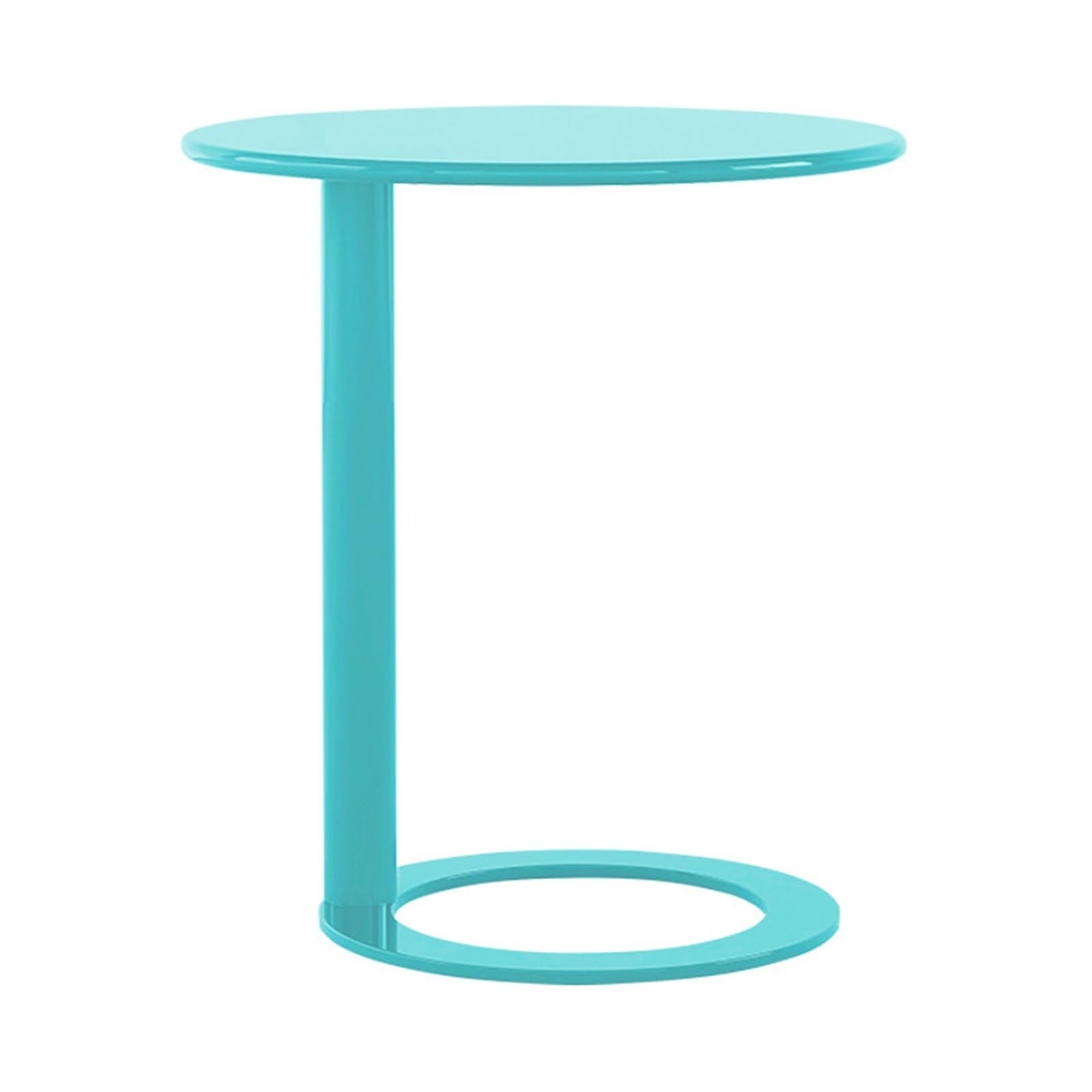 Table d'appoint Ronde en Forme de C, Table Basse en métal pour Petits espaces, Mini Table d'appoint pour Salon, Chambre ou Bureau, Plateau spacieux, 48 x 56 cm