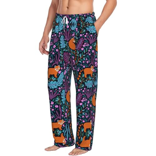 Pantalon de pyjama homme doux imprimé chat ample avec poches