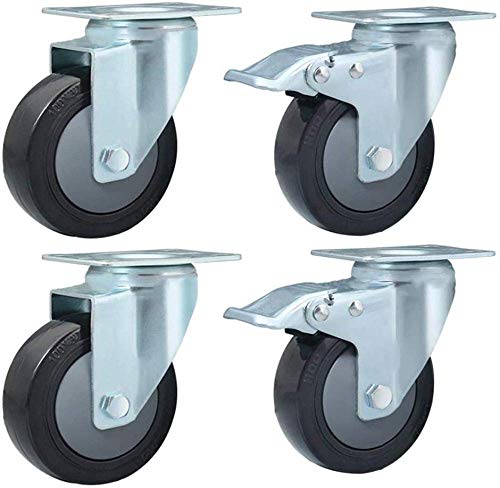 Roulettes de frein pour chariot d'atelier et meubles lourds lot de 4 roues pivotantes 5 pouces