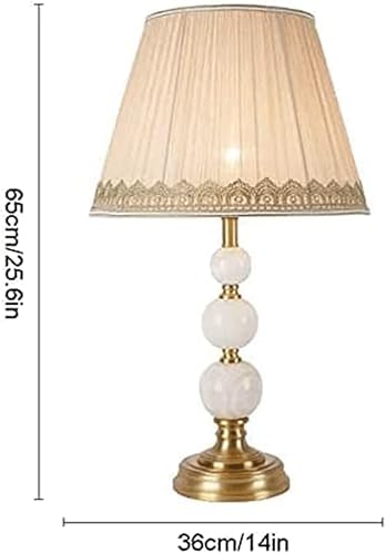 Miniatura 2 de Lámpara de noche de 25.6 pulgadas con base de metal y pantalla de seda, lámpara de escritorio de mármol para sala de estar y dormitorio, fácil de