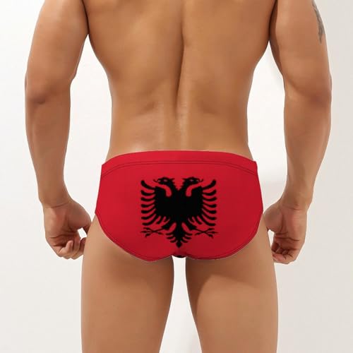 Vintage Albania Albanian Ea-gles Flag Men's Swimming Briefs Low Rise Underwear2
