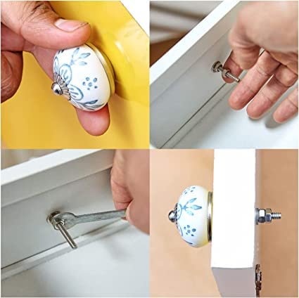 Indian Artistic Drawer Knobs |Set Of 20 Knobs | Knobs For Cabinets And Drawers | Drawer Pulls And Knobs | Kitchen Cabinet Knobs |Contemporary Knobs (Rust Free Metal Used Color- White) #TOP1