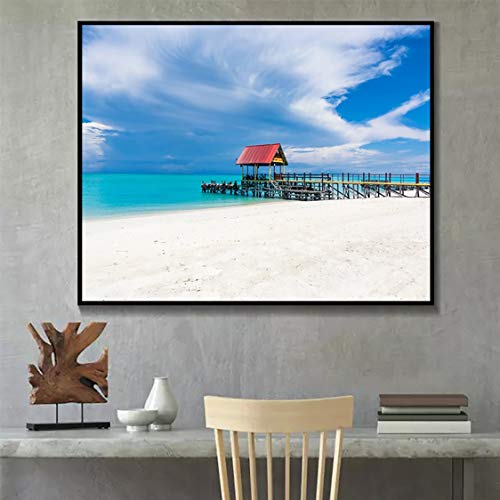 Danjiao Beach Wall Art Canvas Schilderij Scandinavische poster decoratie Nordic muur afbeelding voor woonkamer decoratie… - Image 3