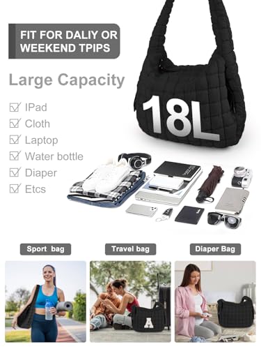 Image of Puffer Tote Bag for Women initial Tote Bag Quilted Large Carryall Bag Puffy Cross-body Bag Hobo Handbags