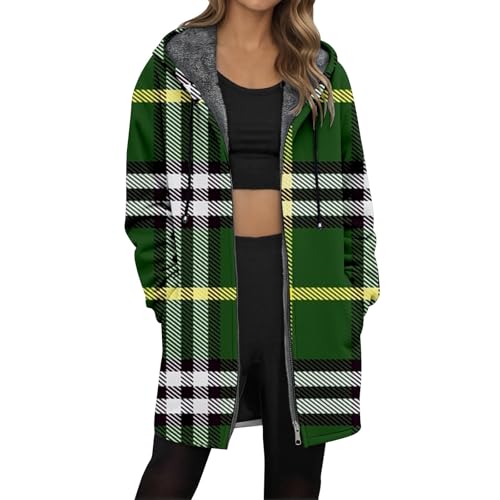 Veste mi-longue imprimé Noël polaire zippée contre le froid hivernal