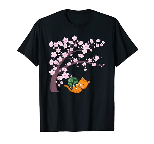 Chat mignon fleur de cerisier chaton japonais arbre à Sakura T-Shirt