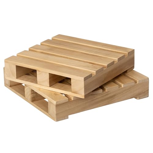 Vintiquewise 13" Rustic Wooden Pallet Display Stands Natural Wood Risers