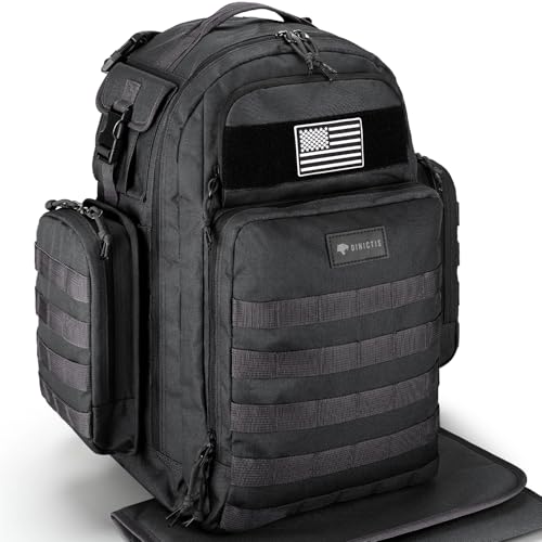 Image of Dinictis Dad Diaper Bag, Mens Diaper Bag Backpack with Diaper Changing Mat, Military Diaper Backpack with Molle Webbing, Waterproof Pouch, Baby Wipes pocket, Insulated Bottle Pockets- Tropical Black