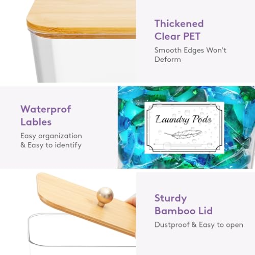 Lifewit Laundry Pods Container with Lid, Dryer Sheet Holder, Room Organization Storage for Coffee Pods Kcup Washing Powder, Scent Booster Beads, 2600 +2000ml/0.53+0.7gal,Natural,4 Pcs #4