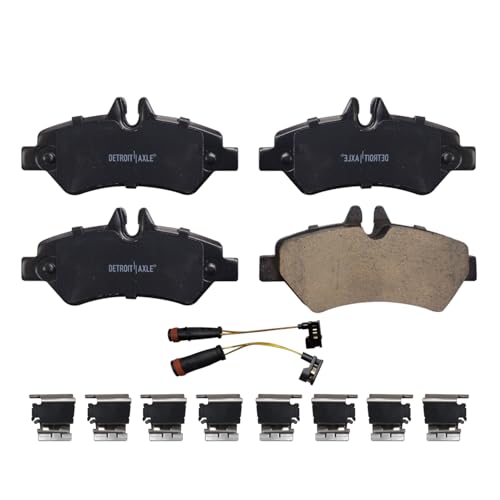 Image of Detroit Axle - Rear 2pc Brake Pads for Dodge Sprinter Freightliner Mercedes-Benz Sprinter 2500 3500, 2 Ceramic Brake Pads w /Hardware Replacement