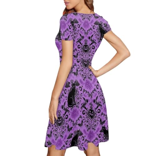 Image of POLERO Sunflower Dress for Women Floral Summer Dresses Short Sleeve Casual Sundresses Midi Dresses