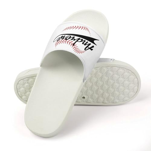 Custom Sports Slides Personalized Slippers - Baseball Sandals Quick Drying Softball Slippers Indoor Outdoor,Gifts for Men Youth Boy (White,Style 13)4