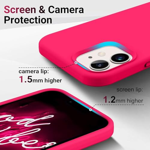 Image of Premium Liquid Silicone Case for iPhone 12 & 12 Pro - Slim Full Body Protective Back Cover with Soft Microfiber Lining, Anti-Slip Grip Scratch Resistant Phone Case(Neo Pink)