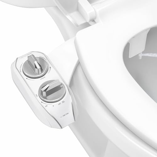 LUXE Bidet NEO 185 Plus - Dual Nozzle, Non-Electric Bidet Attachment for Toilet Seat, Patented Slide-In Install, 360° Self-Clean, EZ-Lift to Clean, Feminine & Rear Wash (Chrome)
