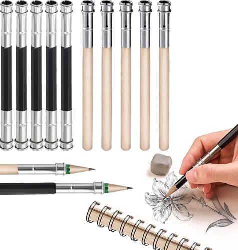 10 Piezas Extensor de Lápiz Ajustable, Arte Lápiz Extensor, Para ...
