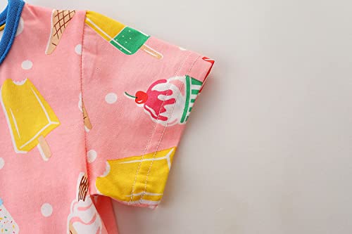 FreeLu Toddler Girl Clothes Cartoon Dress Casual Dresses Cotton T-Shirt(2T,Pink Icecream)4