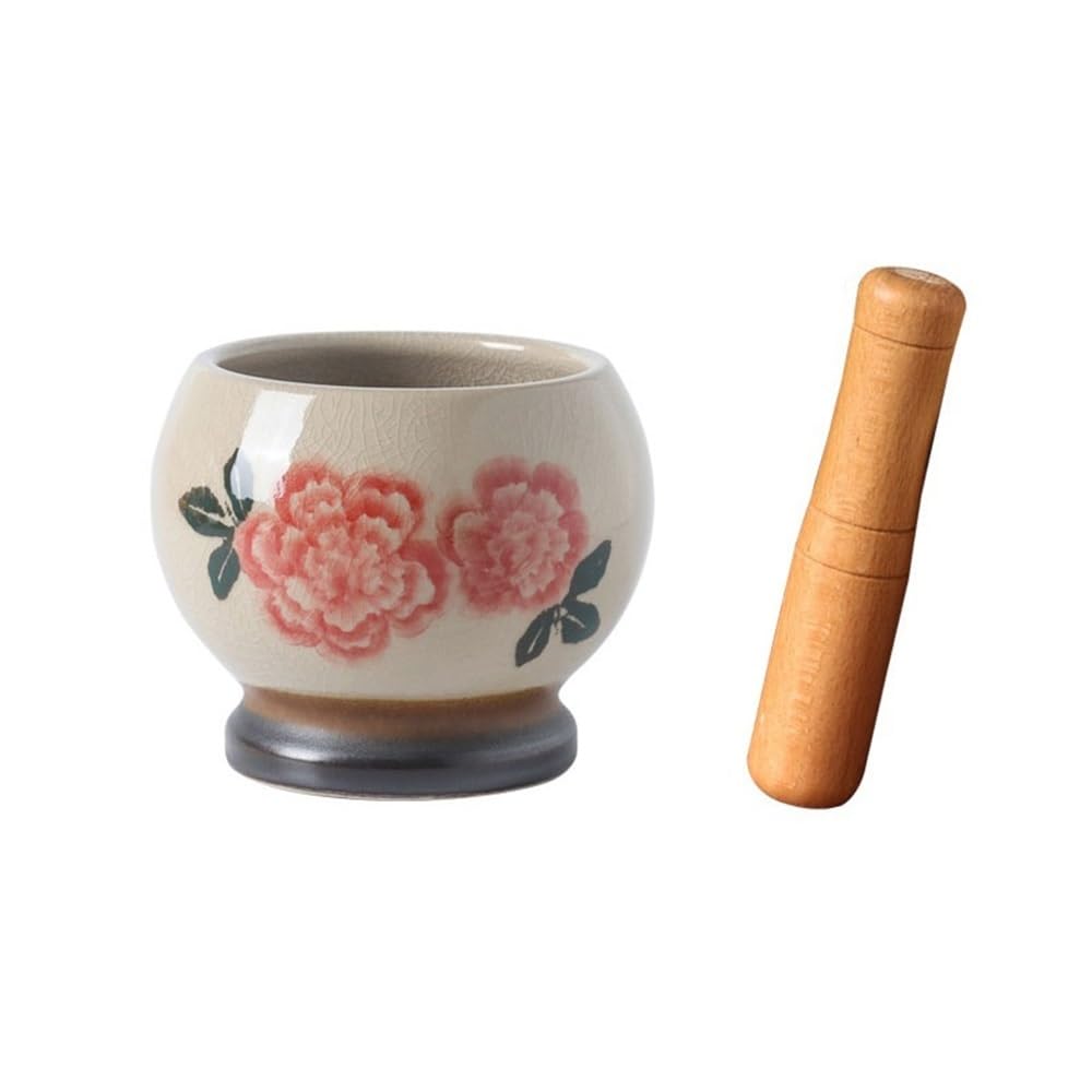 Set Mortaio e pestello Set Mortaio e pestello smerigliatrice for Erbe schiacciapatate Multifunzionale Ciotola for spezie Manuale in Ceramica Grinder Spice Herb Grinder(Red)