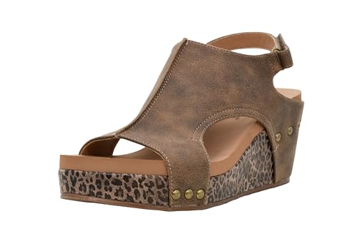 Image of Corkys Footwear Womens Carley Wedges, Featuring Corkys EVA Foam Cushioned Insoles, A 2.5 Inch Heel, Lightweight For All Day Wear, And Hook And Loop Closure
