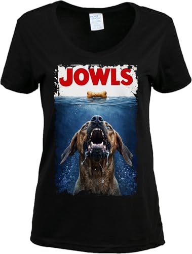 Rhodesian Ridgeback Jowls Funny Dog Mom T-Shirt - Rhody Dog Owner Humor Joke Gift Novelty Tee Shirt for Women - (Vneck,M)