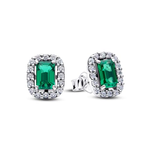 Boucles d'oreilles Halo argent et cristal vert pour vos soirées