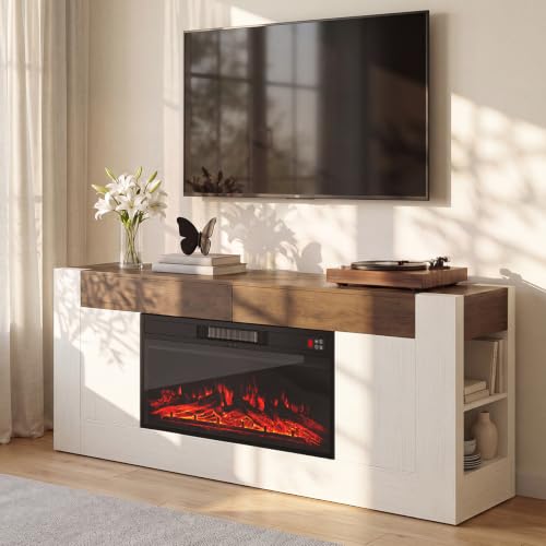 Modern 70 Inch TV Stand with Fireplace