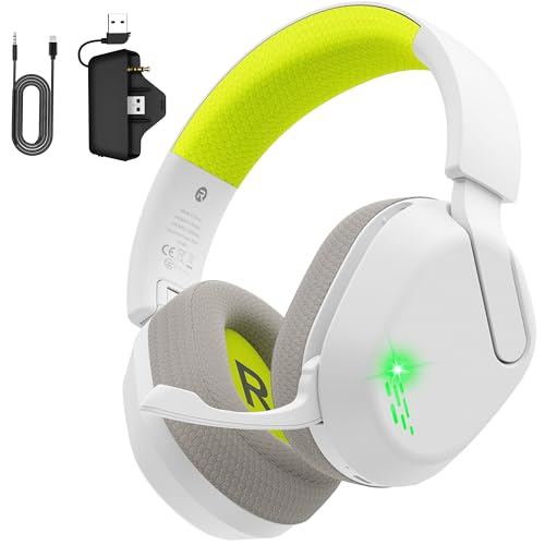 Image of Gvyugke Wireless Gaming Headset for Xbox Series X /S, Xbox One, PS5, PC, Bluetooth 6.0 Gaming Headphones with Flip-to-Mute Noise-Canceling Mic, 70-Hour Playtime, Foldable, 3D Surround Sound - Lime