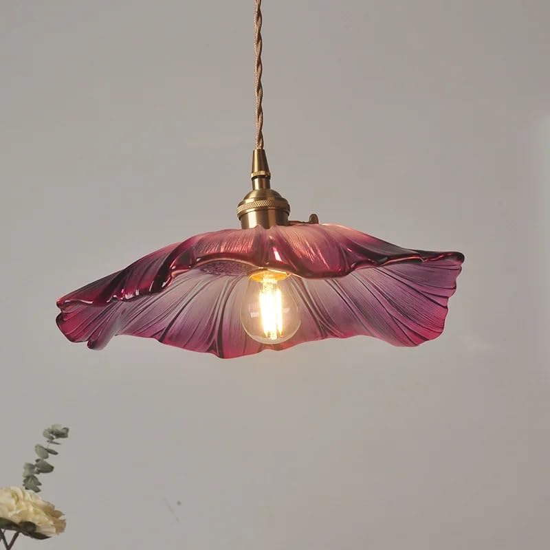 Lustre d'intérieur en verre violet, luminaire suspendu haut de gamme