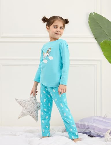 Image of Amazon Brand - Symbol Girls Night Dress | 100% Cotton T-Shirt & Pajama Set | Full Sleeves | Age 2-12 Years