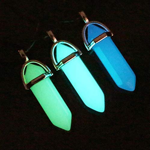 3 Pcs Luminous Luminous Fluorescent Hexagonal Moonstone Necklace Crystal Pendant Kida Necklace Crystal Gem Glowing Necklace Glow in Dark (Color Random)
