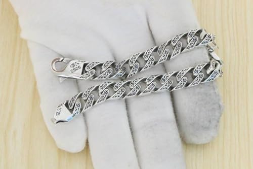 Pulsera de plata esterlina Tang hecha a mano con diseño retro unisex de personalidad 3