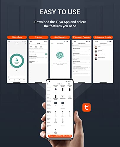 Fingerprint Entry Door Lock, Biometric Door Knob, Combination Door Handle, 255 Users, Anti-Pry Code, 4 Unlocking Ways (Key/Code/Fingerprint/App), Zinc Alloy, For Home, Hotel, Office, Apartments #TOP7
