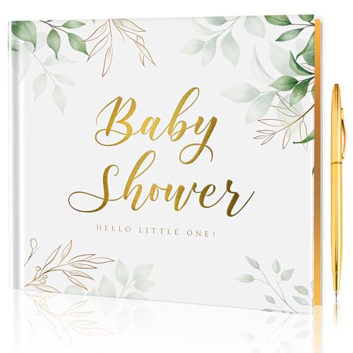 Baby Shower Guest Book for Boys and Girls - Baby Shower Book - Gender Neutral Memory Keepsakes Book for Baby Shower Decorations- Includes Gold Pen & Gift Box