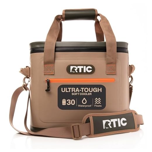 RTIC Soft Cooler 30 Can, Insulated Bag Portable Ice Chest Box for Lunch, Beach, Drink, Beverage, Travel, Camping, Picnic, Car, Trips, Floating Cooler Leak-Proof with Zipper, Tan