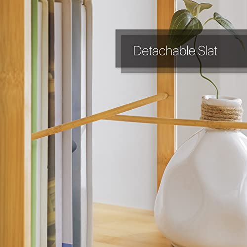 Monibloom Bamboo 4 Tier Swivel Bookcase Modern Bookshelf Storage Organizer Shelves Display Rack Storage Cabinet With Door For Living Room Bedroom Office, Natural #TOP3