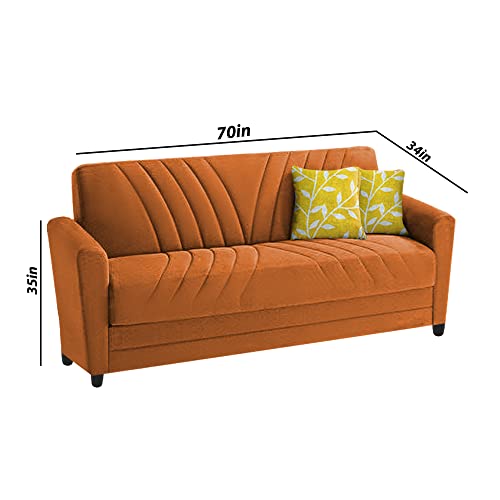 Image of Francis 3 Seater Sofa Set for Living Room (Orange Fabric)