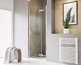 Schulte Toura Plus Drehtür pendelbar an Nebenteil in Nische, Profile chromoptik, Sicherheitsglas klar hell inkl, Fixil-Glassiegel, EP660106-3 41 500 02 65 39