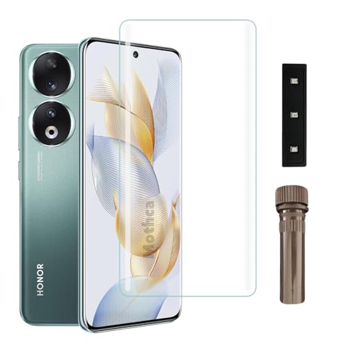 Image of Mothca Premium UV Tempered Glass Screen Protector For Honor 90 (Pack of 1) Full Adhesive UV Curved Screen Guard, Case Friendly with Installation Kit