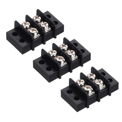 sourcing map Terminal Block 300V 20A Dual Rows 2P Circuit Screw Terminals Barrier Strip PA66 for Wire Connect, 36mm x 21mm x 13mm, 3 Pack