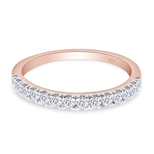 SAVEARTH DIAMONDS Moissanite Wedding Band, Wedding Rings for Women, 0.20 To 0.42 ct D Color VVS1 Lab Created Diamond Sterling Silver Rings Half Eternity Stackable Engagement Ring Anniversary Band2