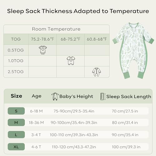 Yoofoss Toddler Sleep Sack with Legs Made from Bamboo & Soft Cotton 0