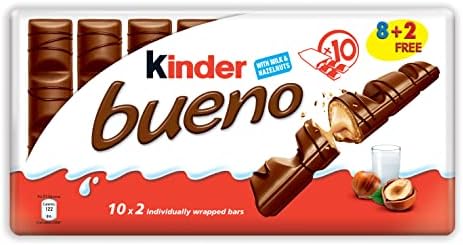 Kinder Bueno bar, Hazelnut, 1.51 Ounce (Pack of 10)