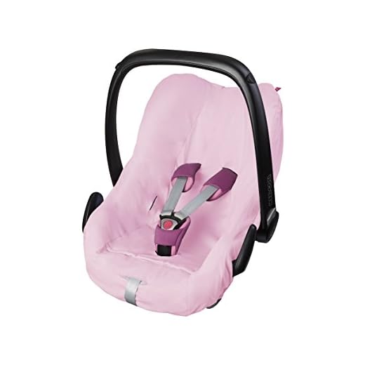 ByBoom – universellt sommaröverdrag, skyddsöverdrag av 100% bomull, för babyhalsduk, bilstol, t.ex. Maxi Cosi CabrioFix, City, Pebble; designad i Tyskland, MADE IN EU, färg: rosa
