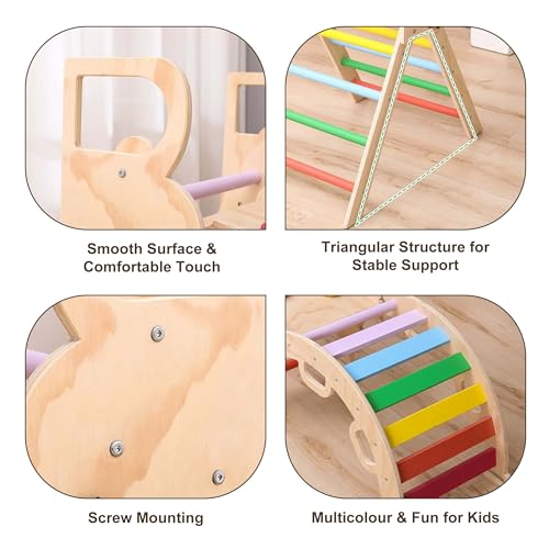 Climbing Frame Toddlers Triangle Set 7 in1 Baby Climbing Frame Wooden Play Gym Toys, Kids Play Equipment for Outdoor Indoor Foldable - Image 6