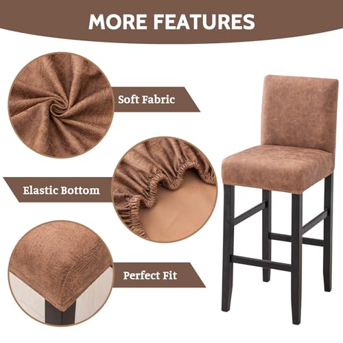 Image of FUANGUI Bar Stool Covers Set of 2, Stretch Bar Stool Seat Covers | Washable Removable Bar Chair Covers with Backs Slipcovers, Bar Chair Covers Square for Kitchen Dining Room Cafe