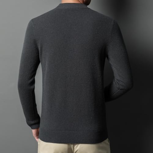 Mens Mock Turtleneck Sweater Autumn and Winter Warm Long Sleeves 100% Wool Classic Basic Twisted Sweater Pullover3